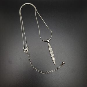 Silver Crystal Bar Pendant Necklace - Women's Jewelry